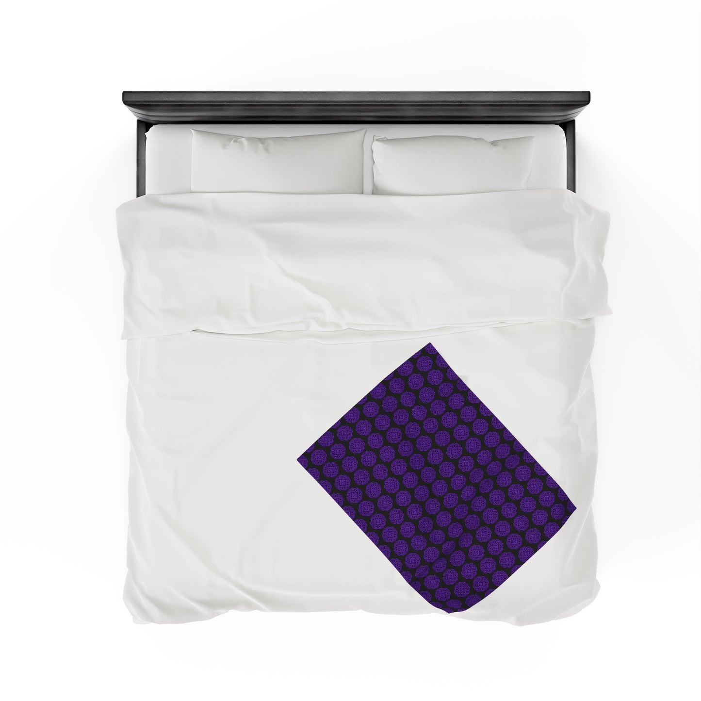 Hmong Velveteen Plush Blanket (black & purple)