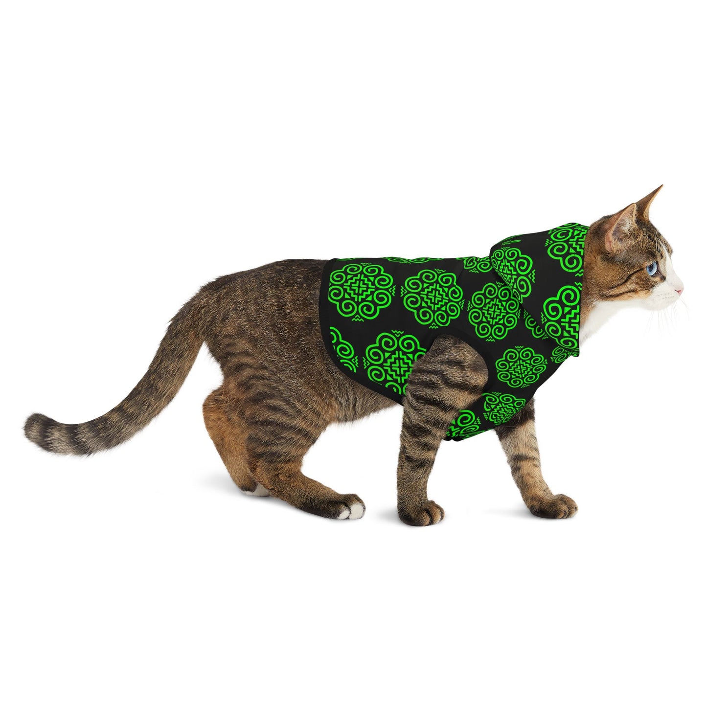 Hmong Pet Hoodie (black & green)
