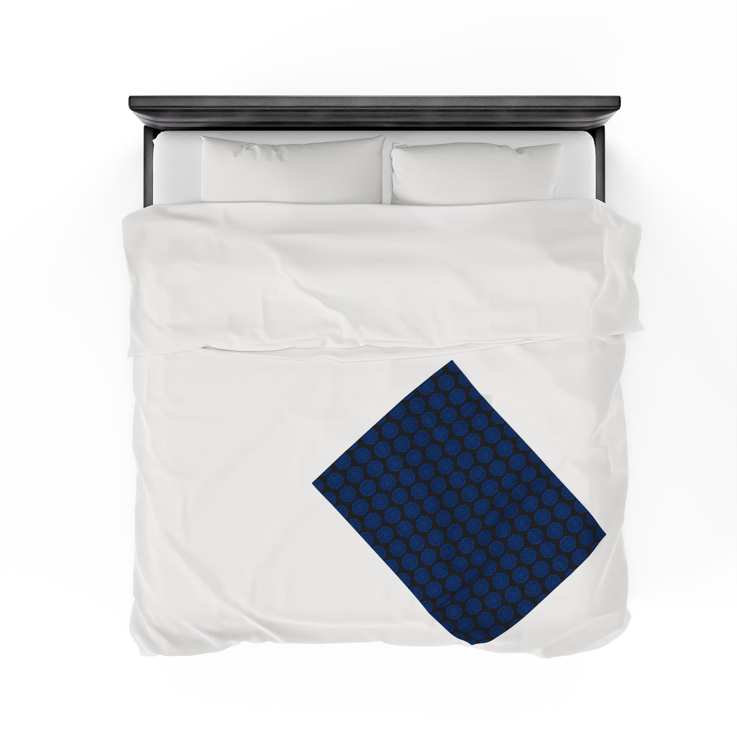 Hmong Velveteen Plush Blanket (black & blue)