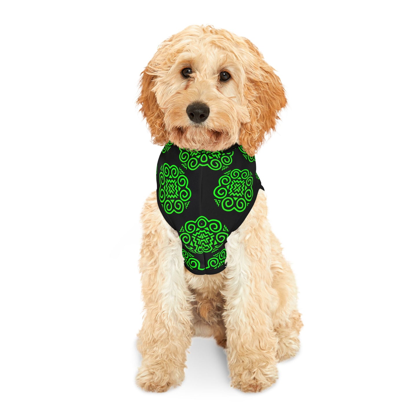 Hmong Pet Hoodie (black & green)