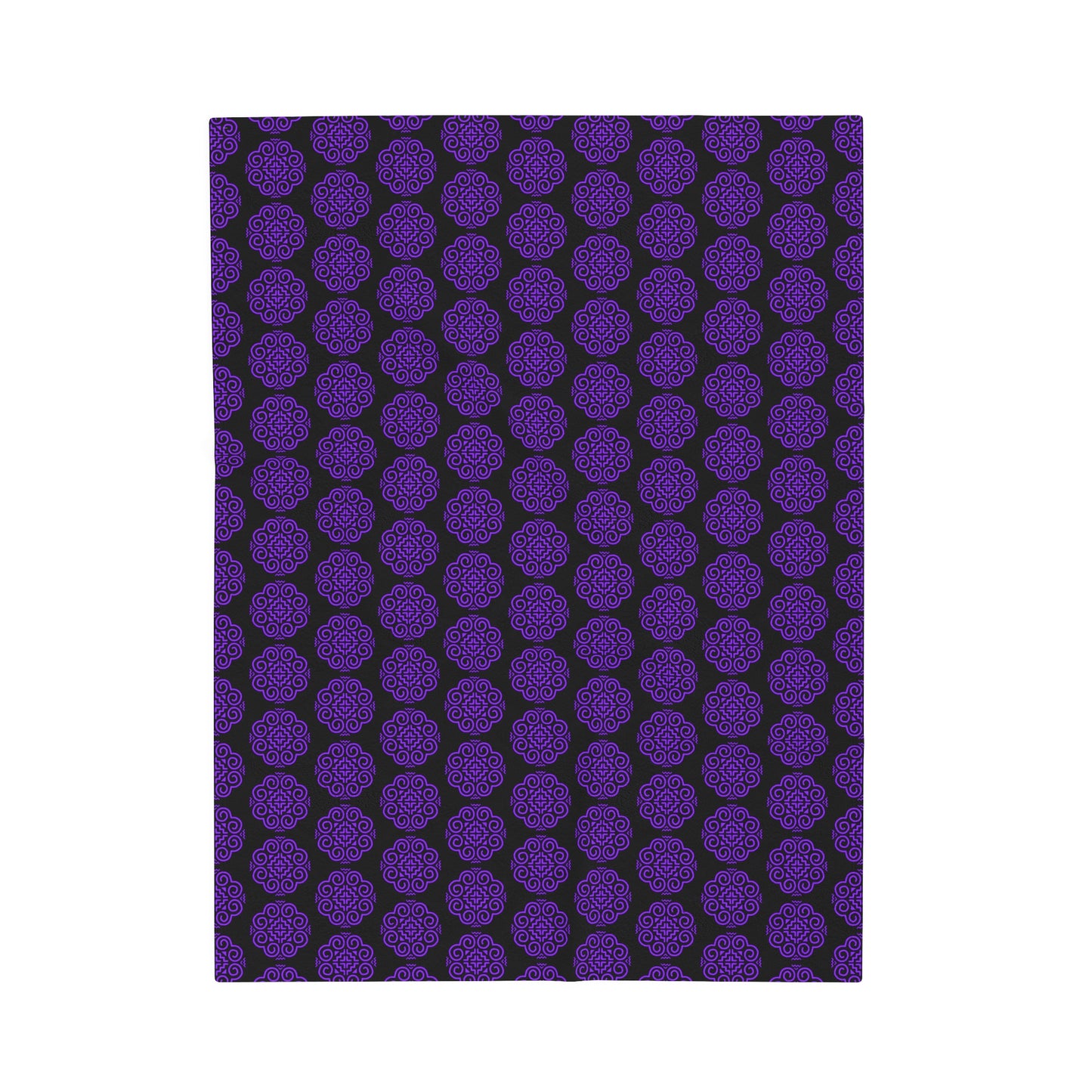 Hmong Velveteen Plush Blanket (black & purple)