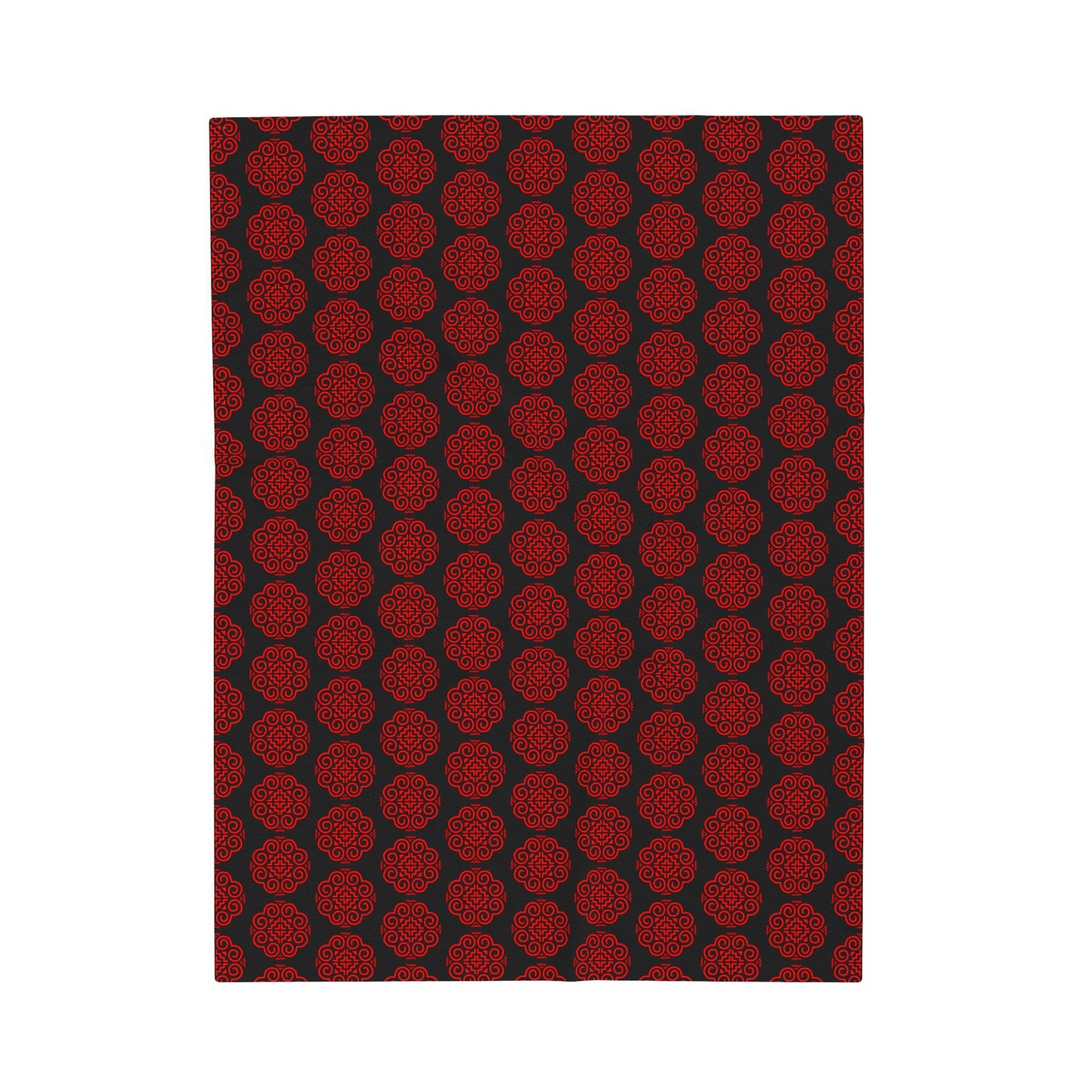 Hmong Velveteen Plush Blanket (black & red)