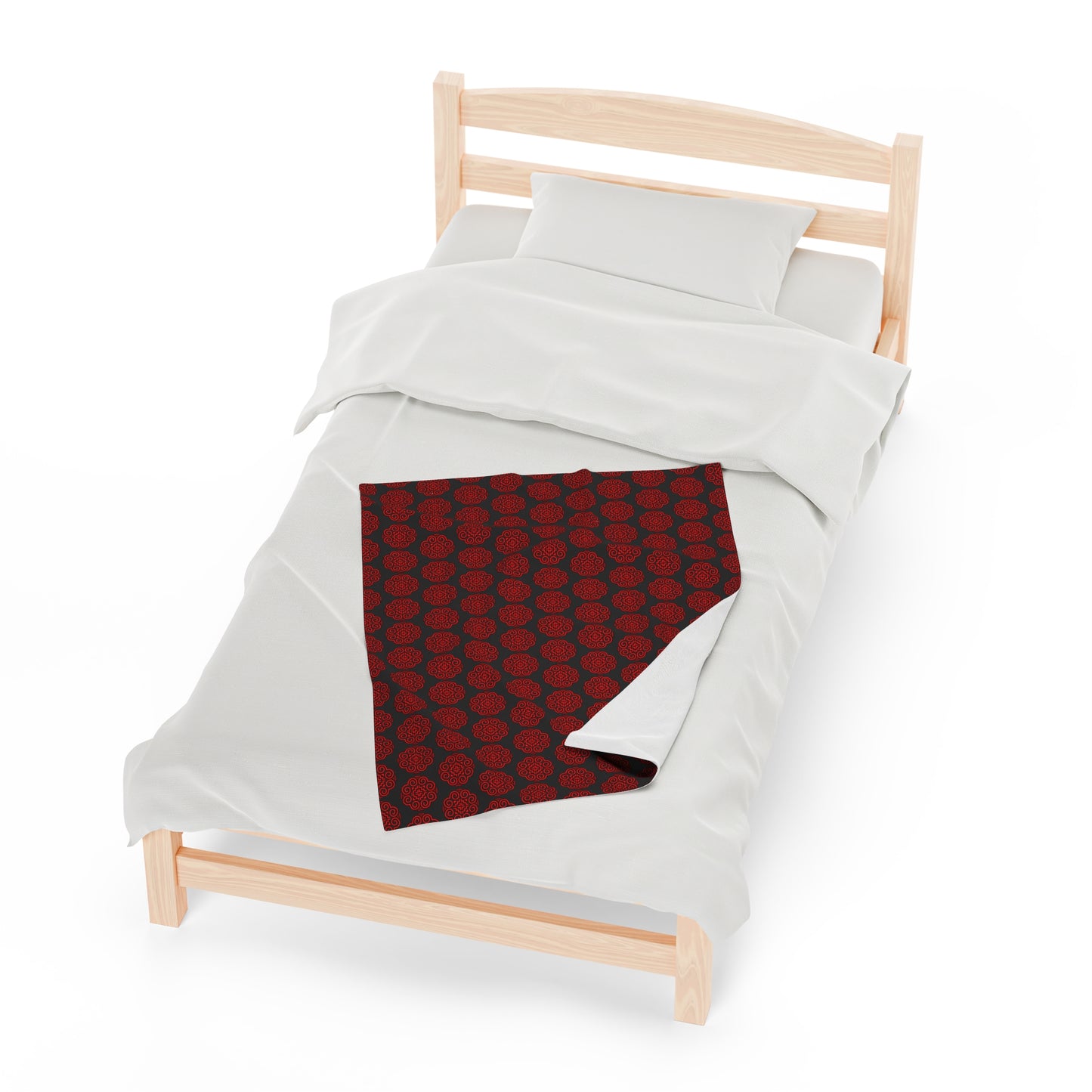 Hmong Velveteen Plush Blanket (black & red)