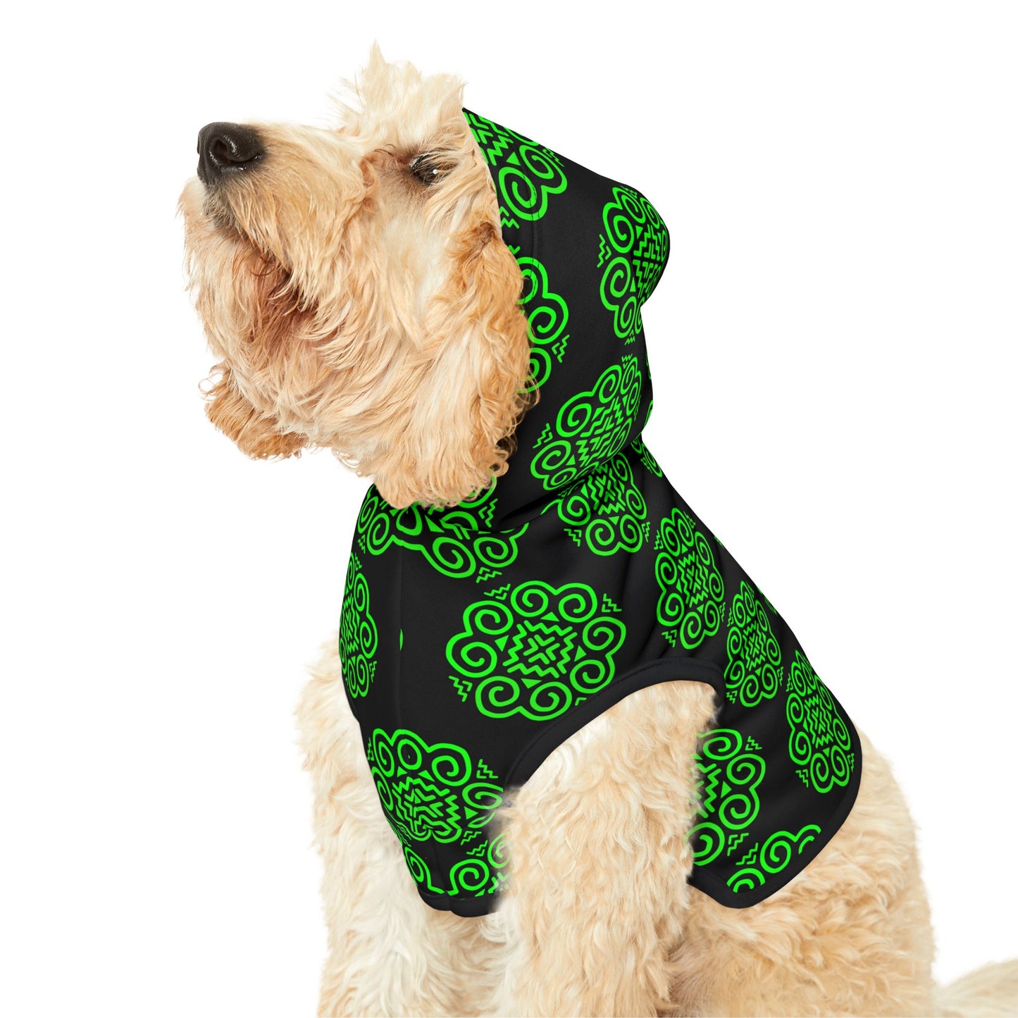 Hmong Pet Hoodie (black & green)