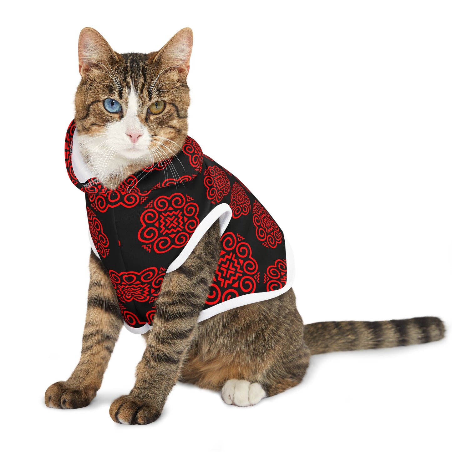 Hmong Pet Hoodie (black & red)