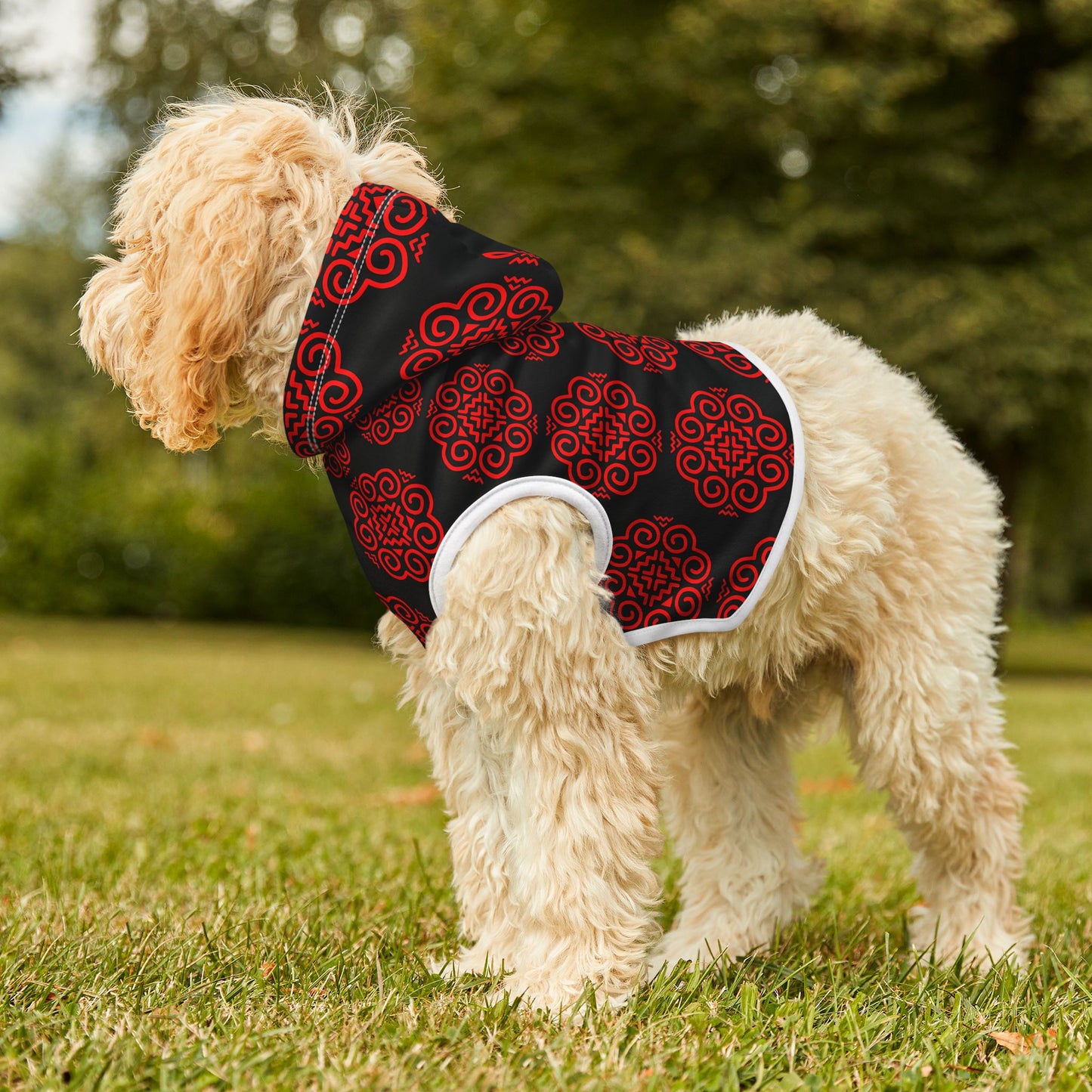 Hmong Pet Hoodie (black & red)