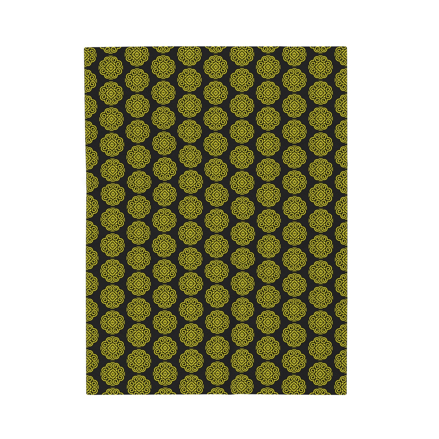 Hmong Velveteen Plush Blanket (black & yellow)