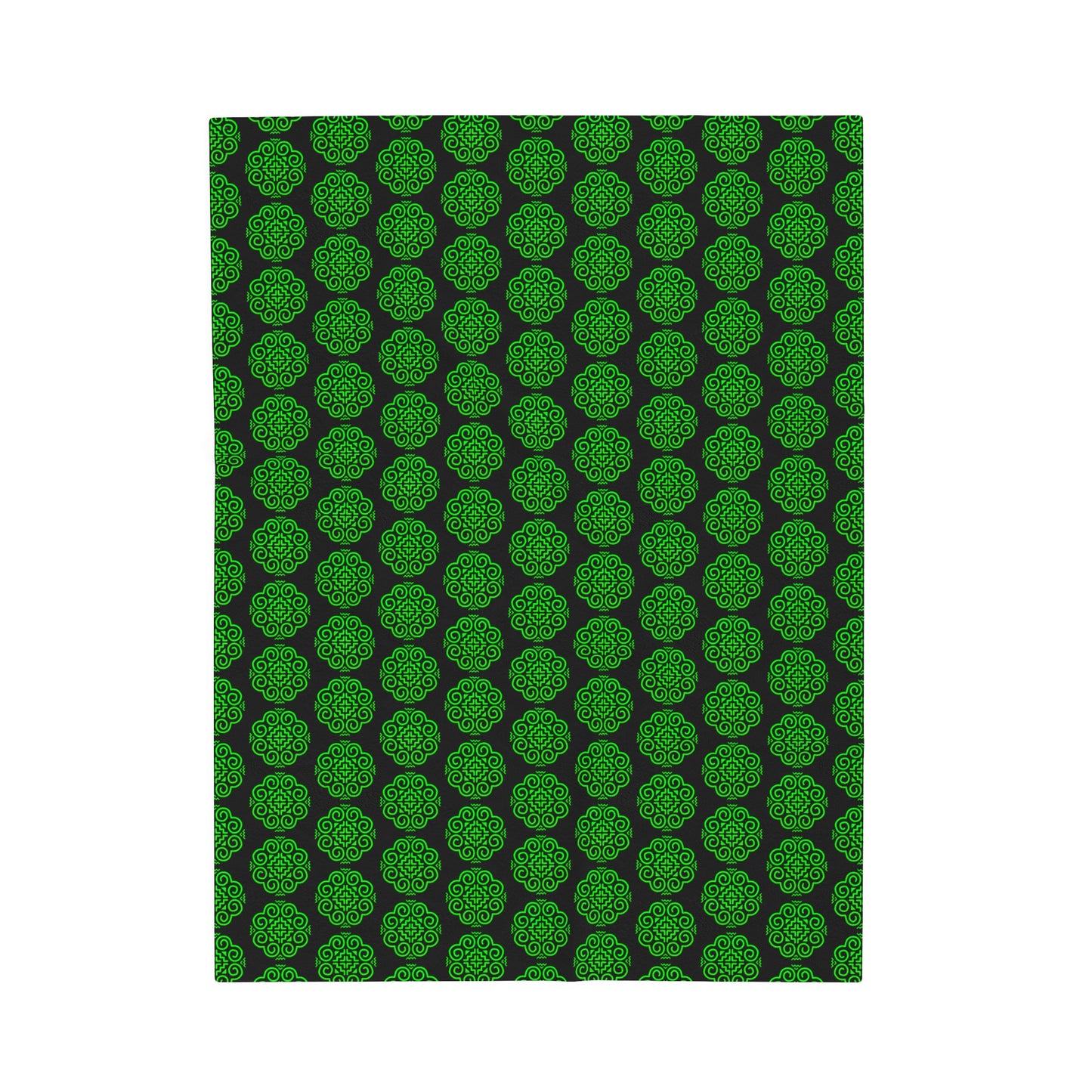 Hmong Velveteen Plush Blanket (black & green)