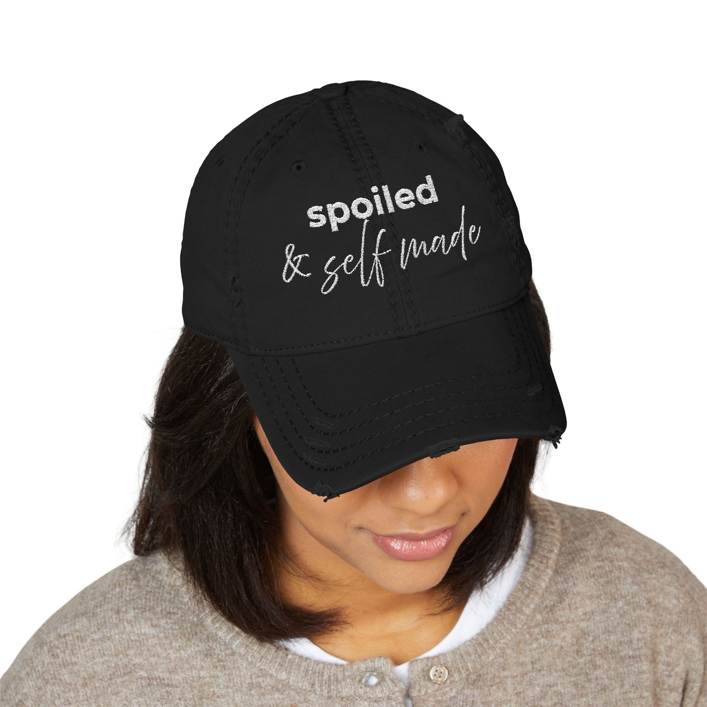 Spoiled & Self Made Distressed Hat (dark)