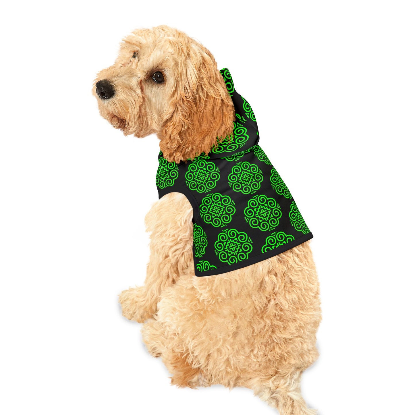 Hmong Pet Hoodie (black & green)