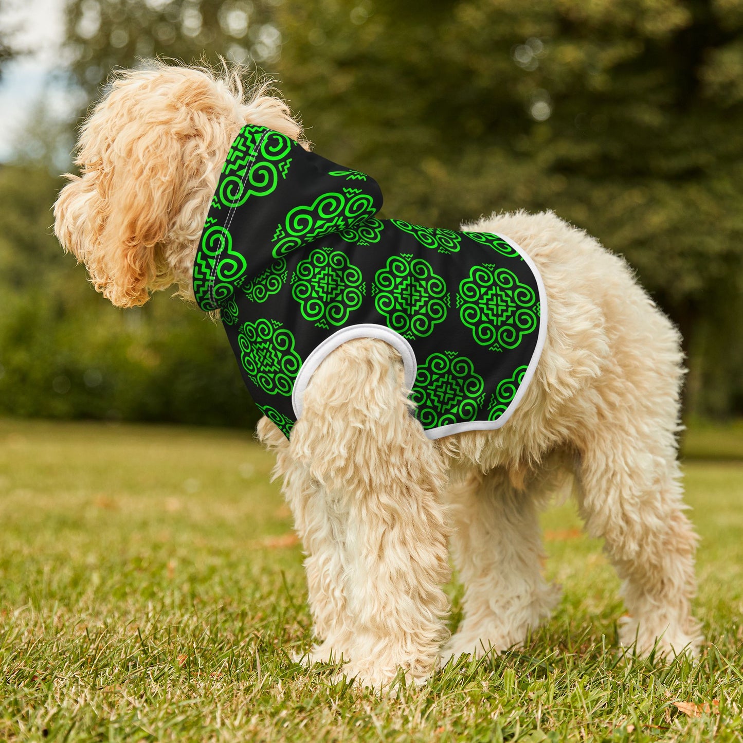 Hmong Pet Hoodie (black & green)