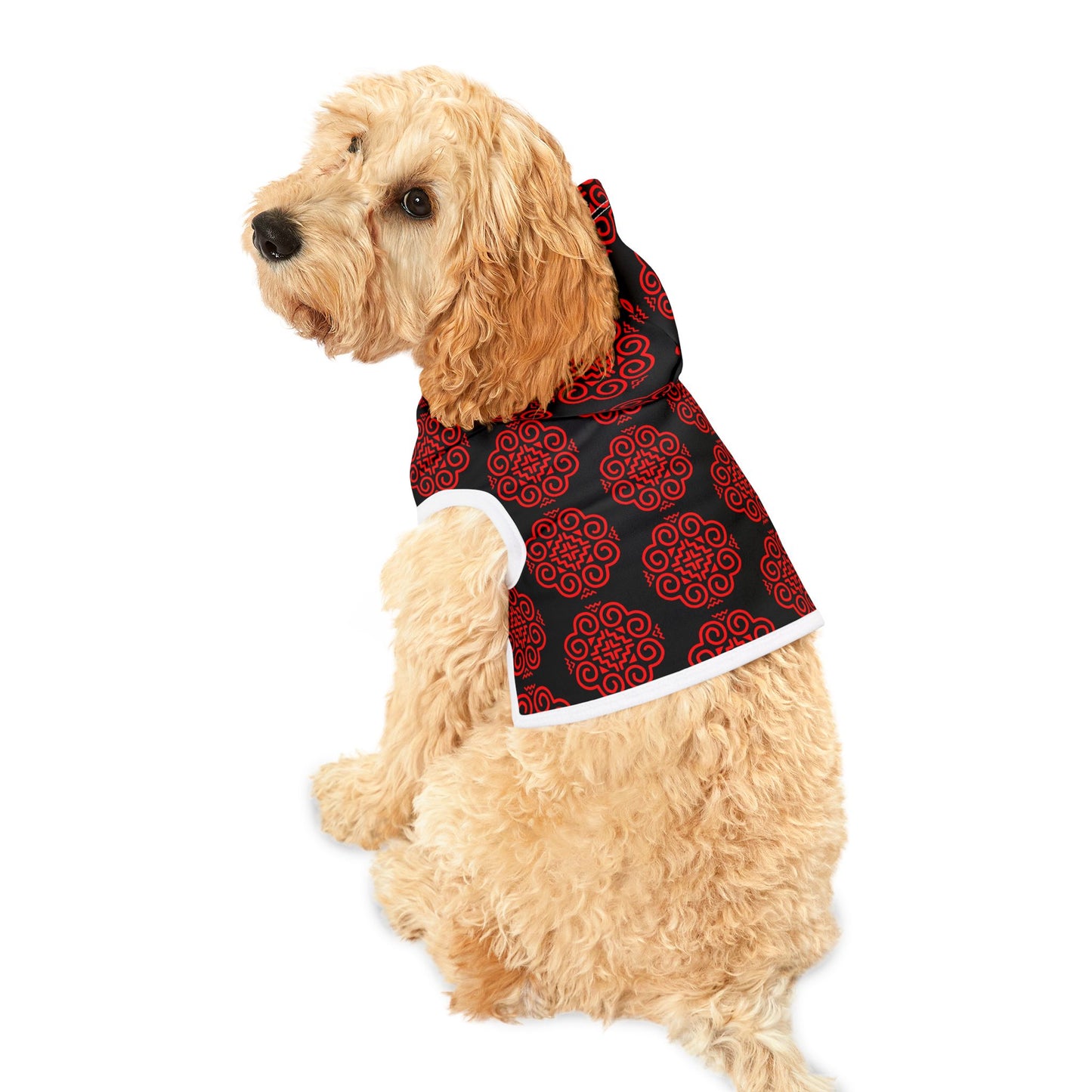 Hmong Pet Hoodie (black & red)