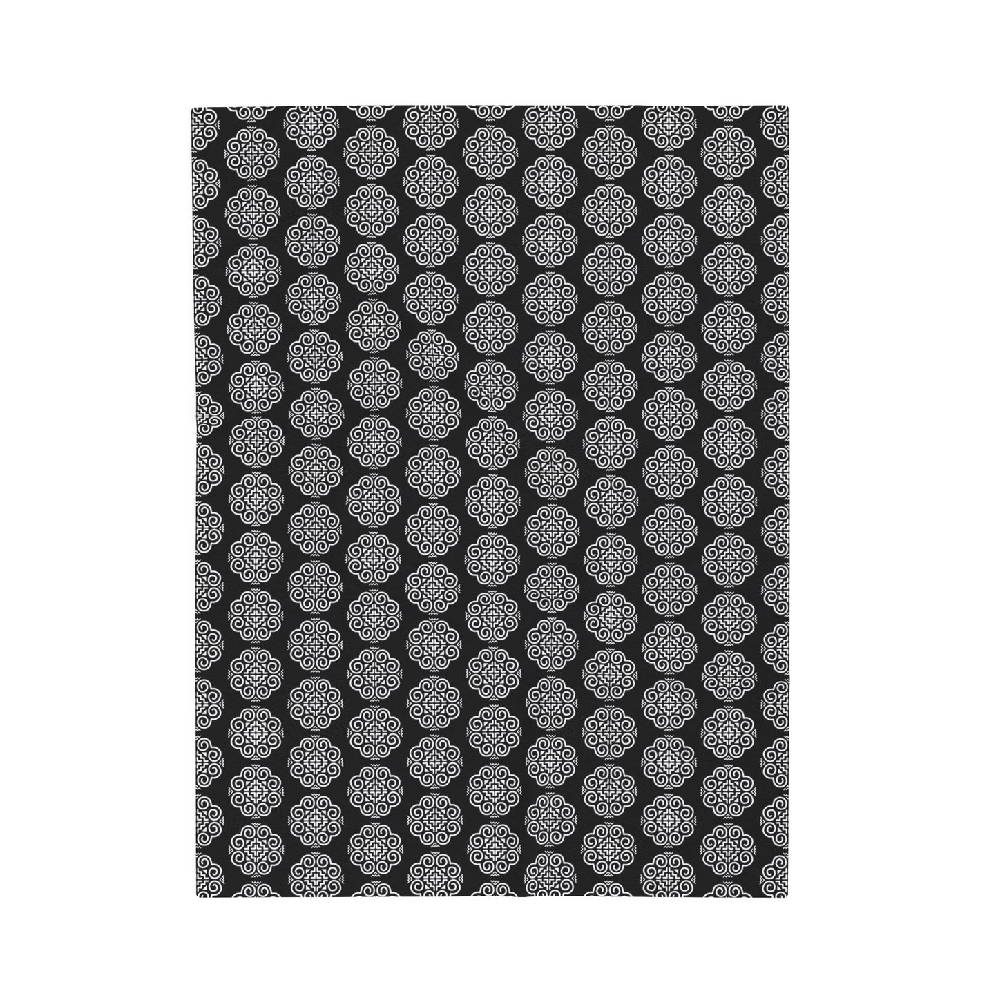 Hmong Velveteen Plush Blanket (black & white)