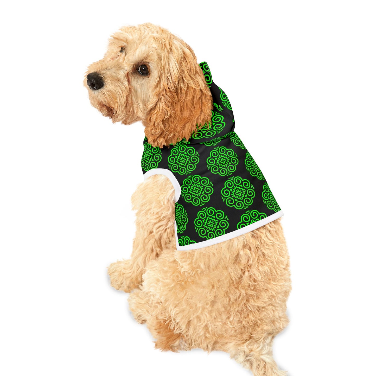 Hmong Pet Hoodie (black & green)
