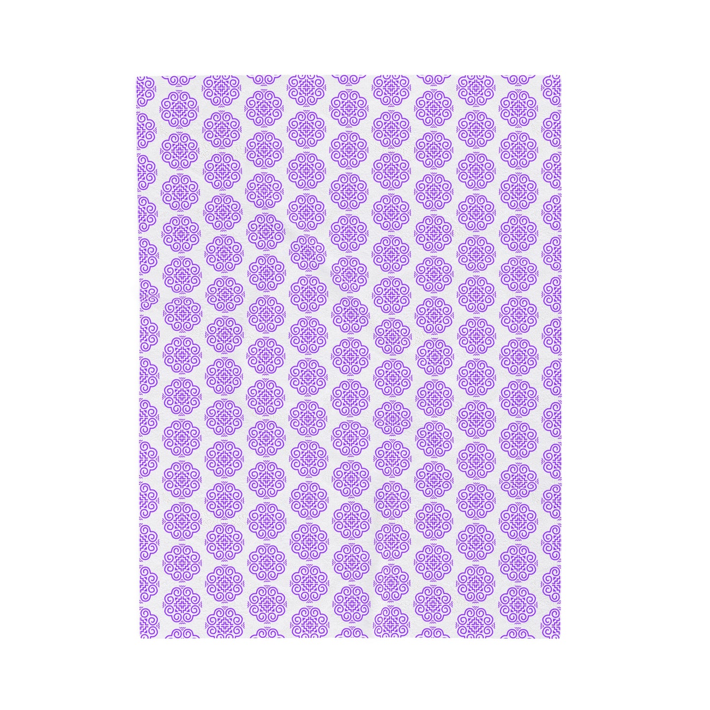 Hmong Velveteen Plush Blanket (white & purple)