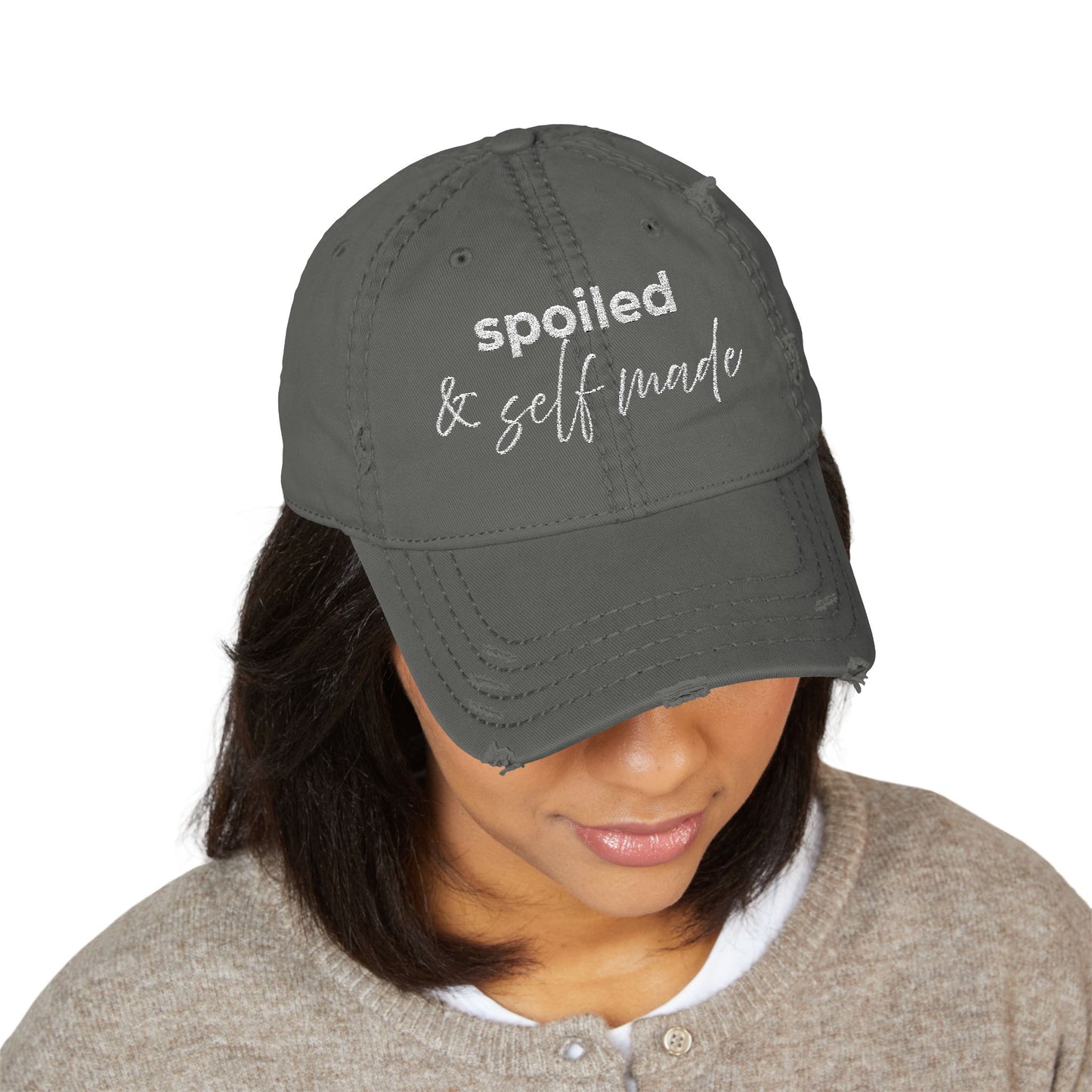 Spoiled & Self Made Distressed Hat (dark)
