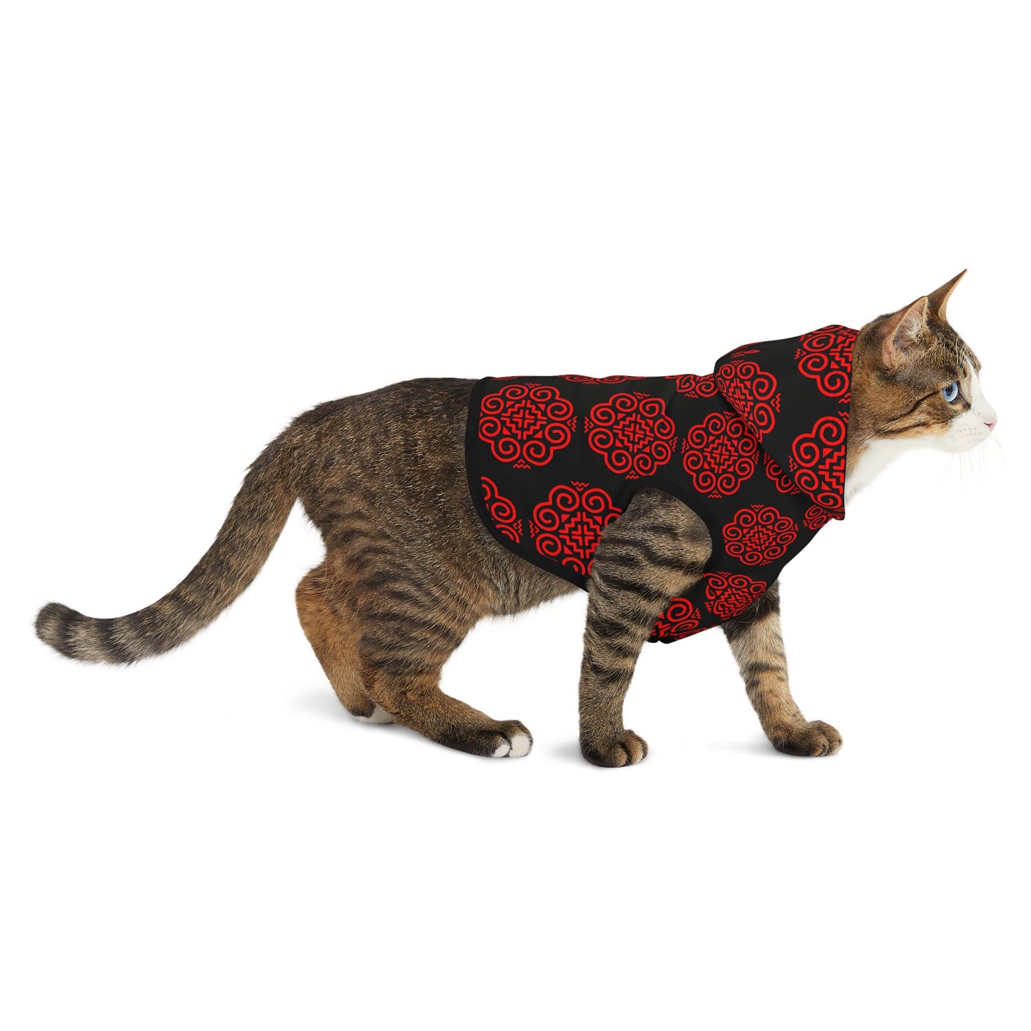 Hmong Pet Hoodie (black & red)