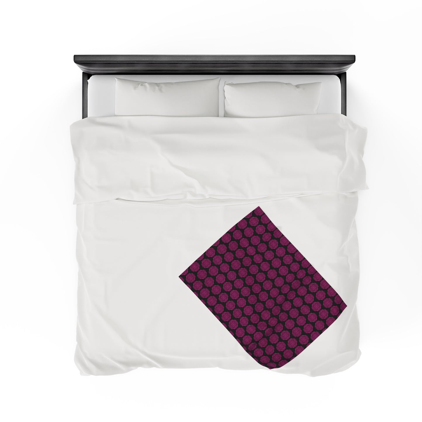 Hmong Velveteen Plush Blanket (black & pink)