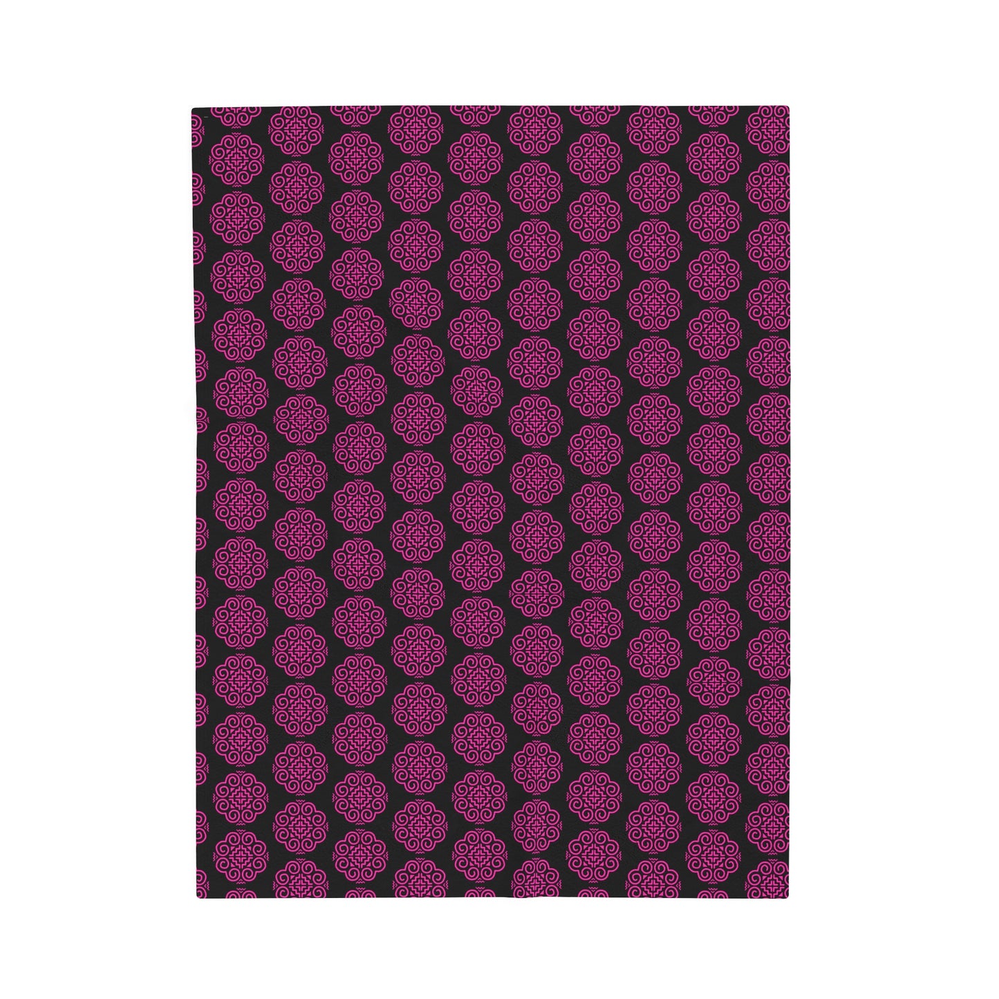 Hmong Velveteen Plush Blanket (black & pink)