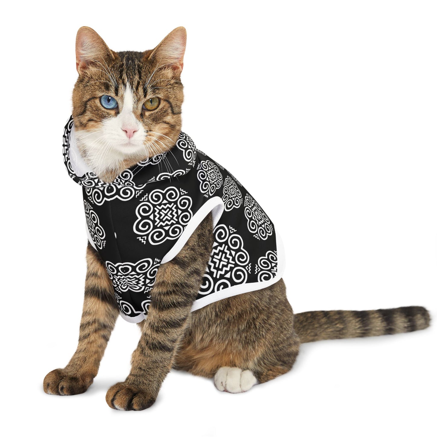 Hmong Pet Hoodie (black & white)