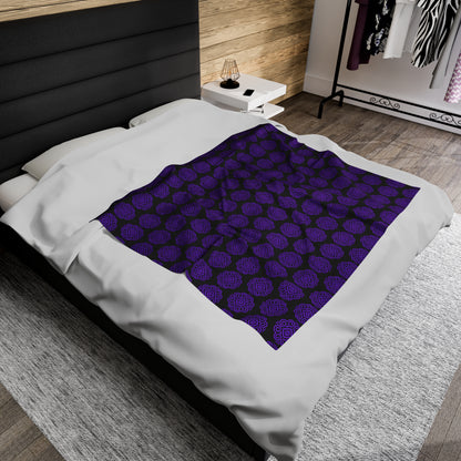 Hmong Velveteen Plush Blanket (black & purple)