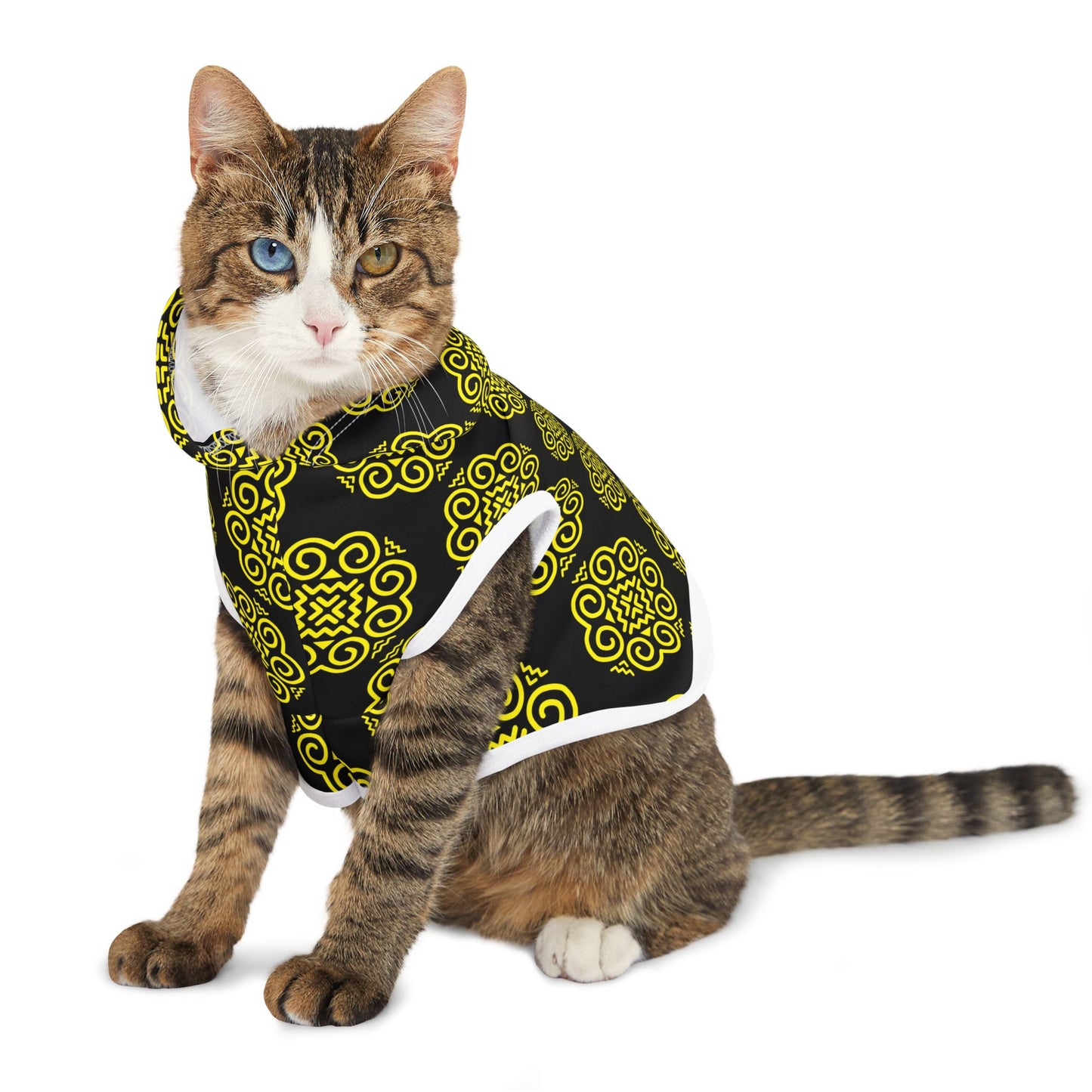Hmong Pet Hoodie (black & yellow)
