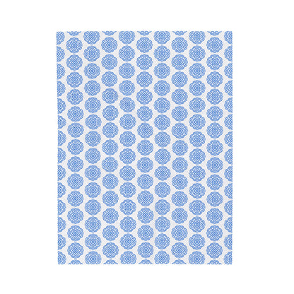 Hmong Velveteen Plush Blanket (white & blue)