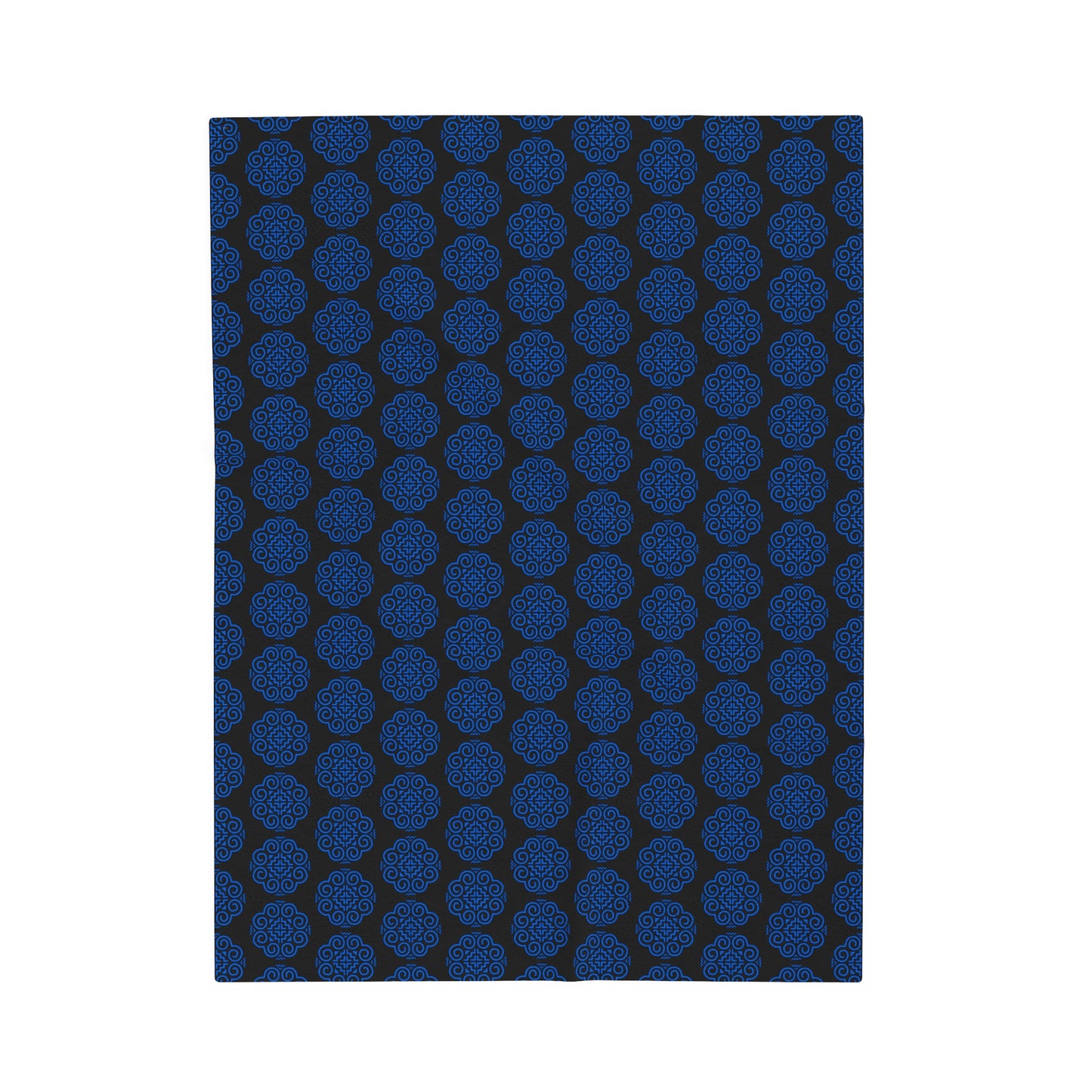 Hmong Velveteen Plush Blanket (black & blue)