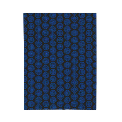 Hmong Velveteen Plush Blanket (black & blue)