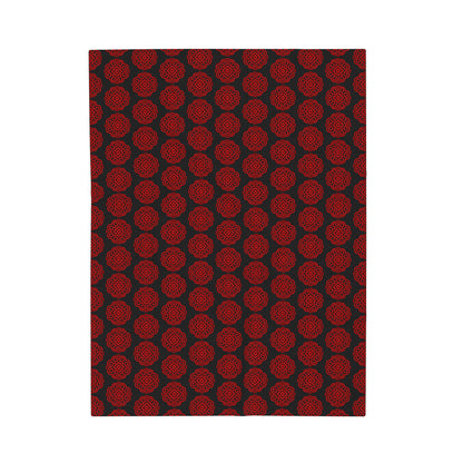 Hmong Velveteen Plush Blanket (black & red)