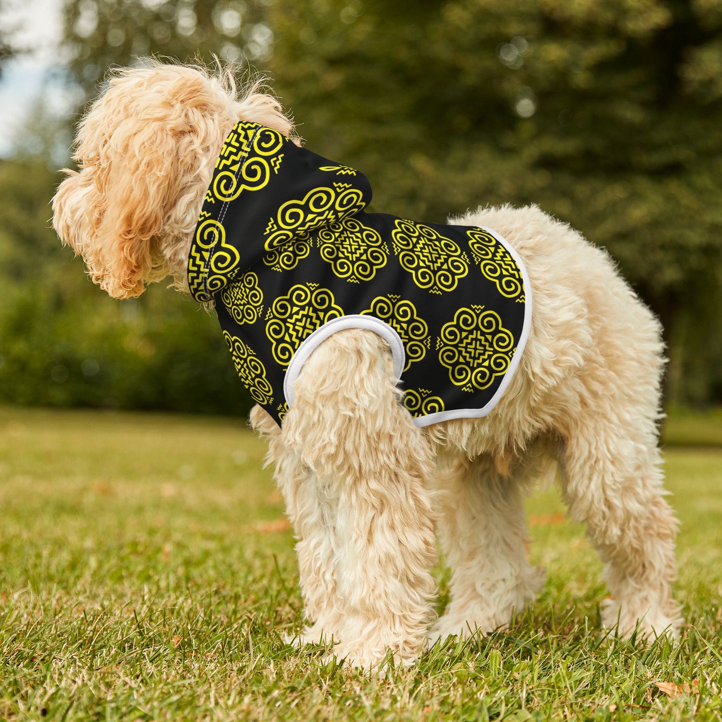Hmong Pet Hoodie (black & yellow)