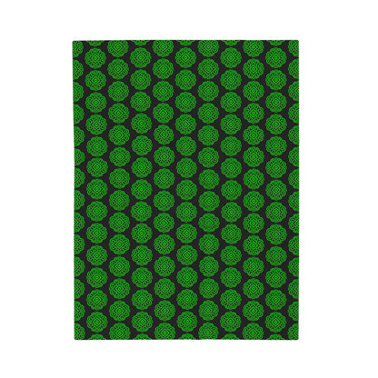 Hmong Velveteen Plush Blanket (black & green)