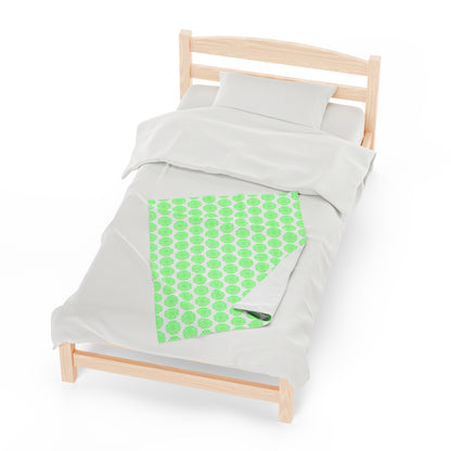 Hmong Velveteen Plush Blanket (white & green)