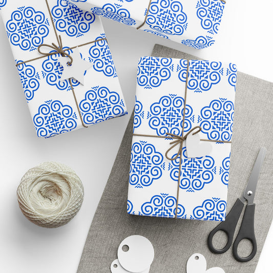 Hmong Wrapping Papers (white & blue)