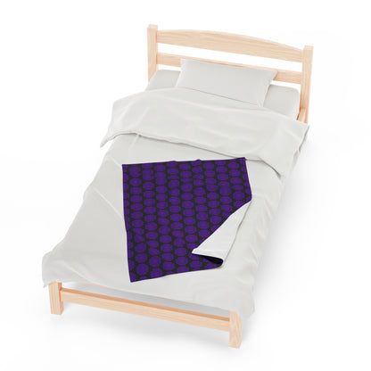 Hmong Velveteen Plush Blanket (black & purple)
