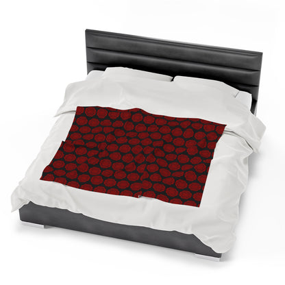 Hmong Velveteen Plush Blanket (black & red)