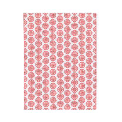 Hmong Velveteen Plush Blanket (white & red)