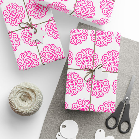 Hmong Wrapping Papers (white & pink)