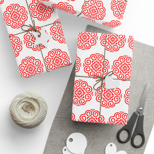 Hmong Wrapping Papers (white & red)