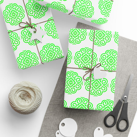 Hmong Wrapping Papers (white & green)