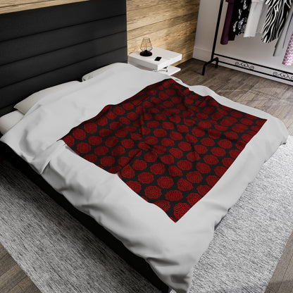 Hmong Velveteen Plush Blanket (black & red)